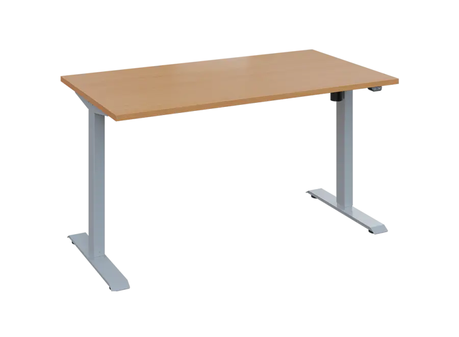 Flexi 28-14 výškově nastavitelný stůl, kovová podnož stříbrná, deska 25 mm, široký 1400 mm, buk royal